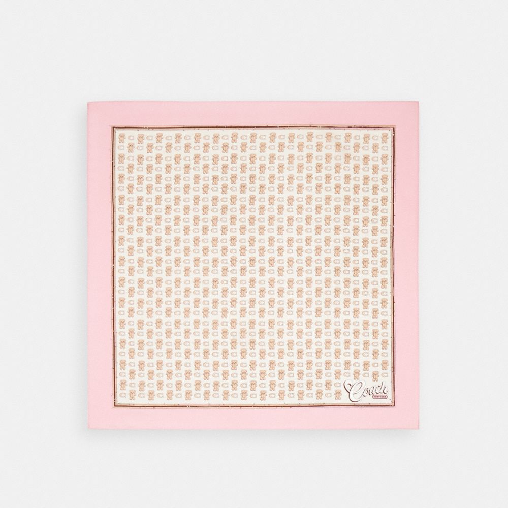 COACH®,Bear Stuffie Print Silk Bandana,,Front View