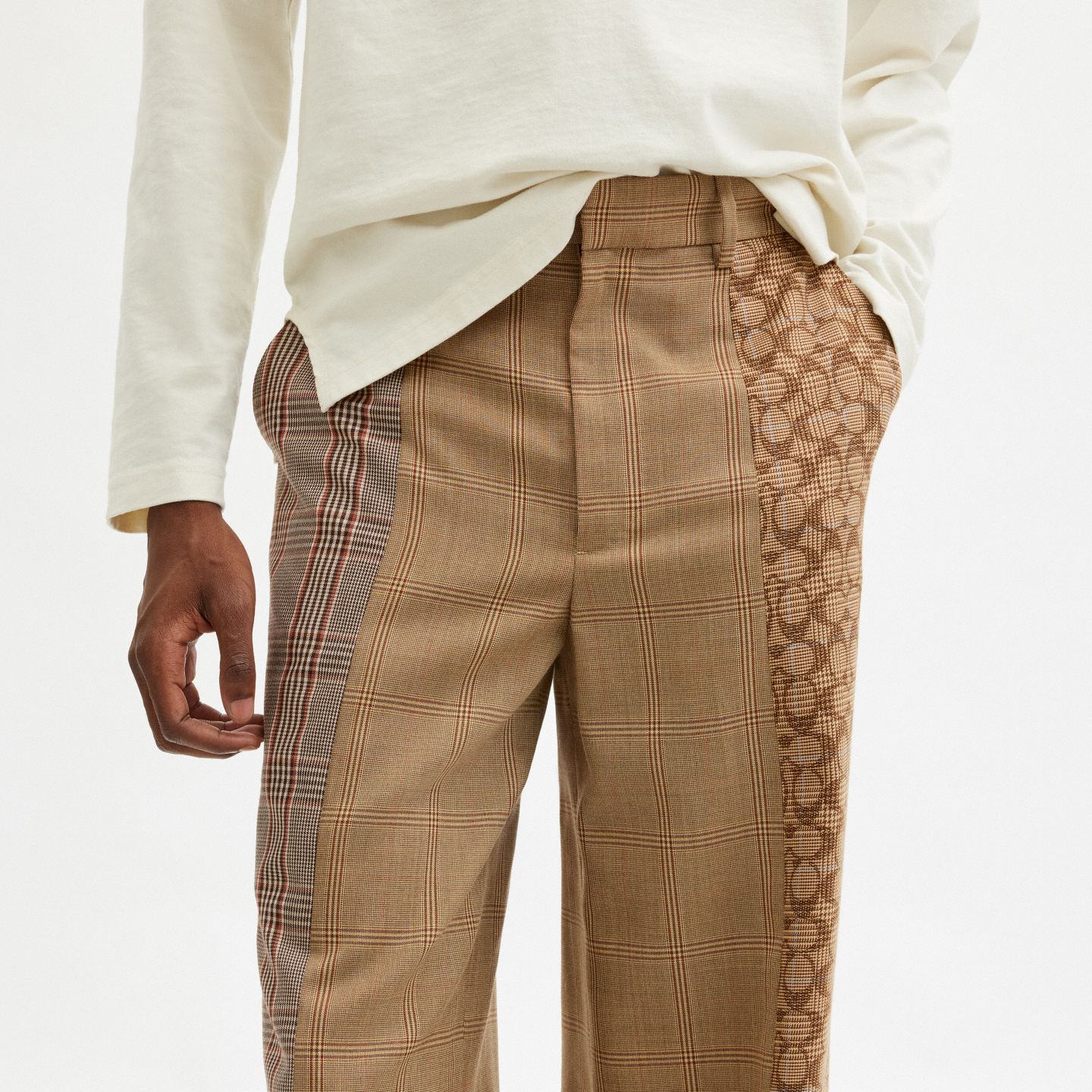 Мужские брюки Coach Flare Trousers, цвет: Верблюжий разноцветный — фото 4
