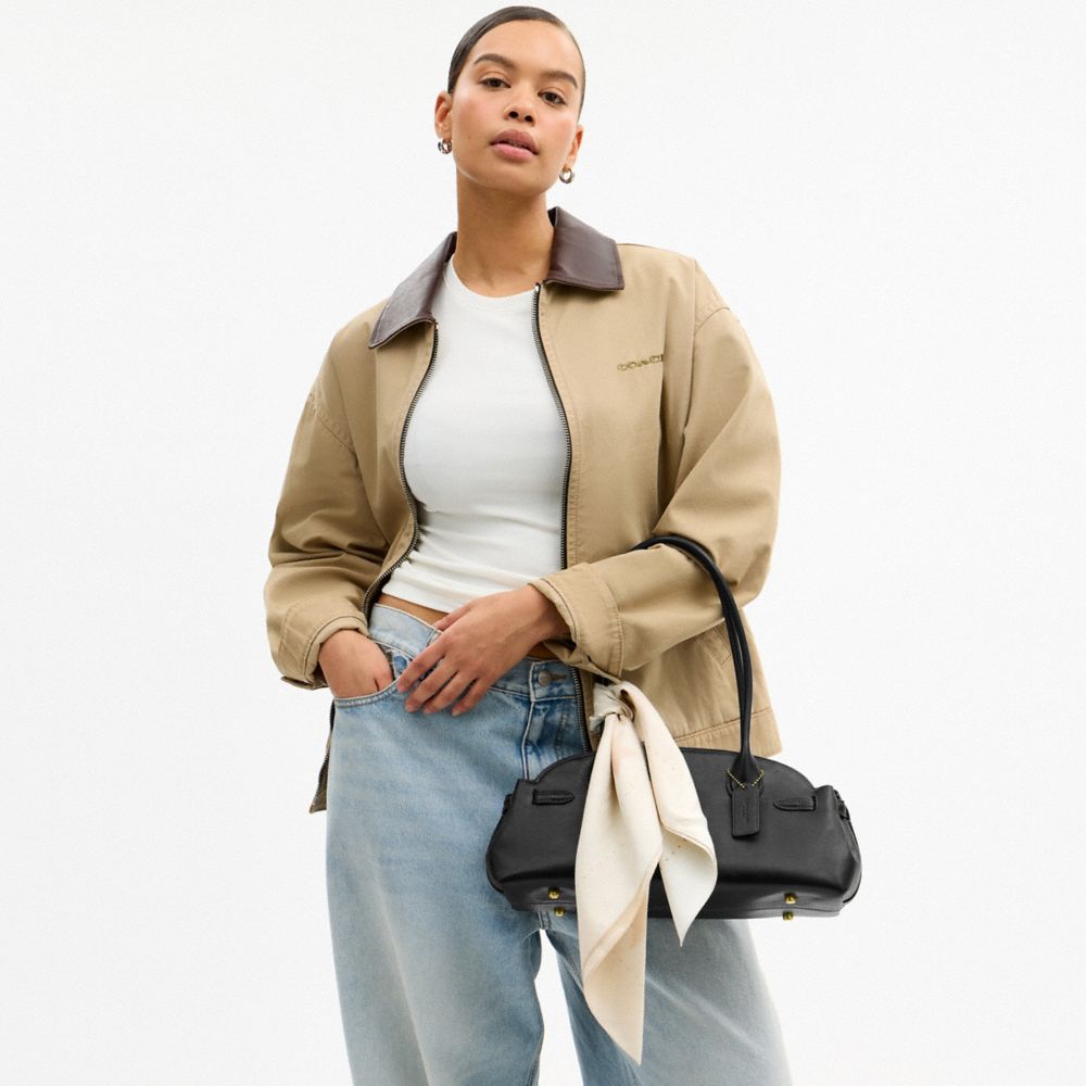 COACH®,Sunfaded Stars Print Bandana,Cotton,Square,Logo,Casual,Cream,Detail View