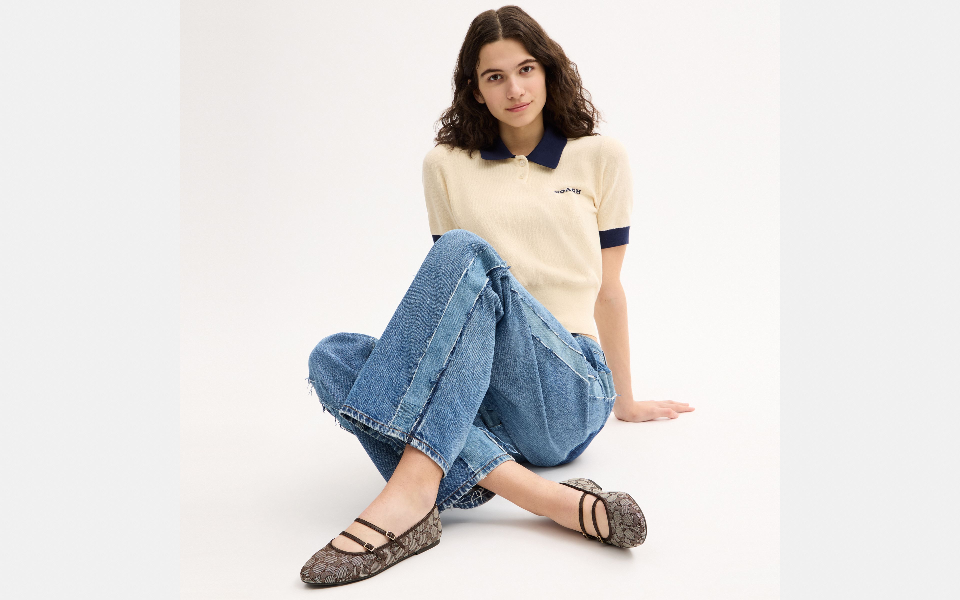 Double Buckle Mary Jane Signature Jacquard