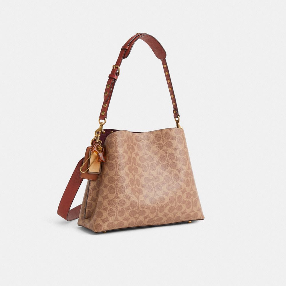 COACH®,Upcrafted Willow Shoulder Bag In Signature Canvas,,Angle View