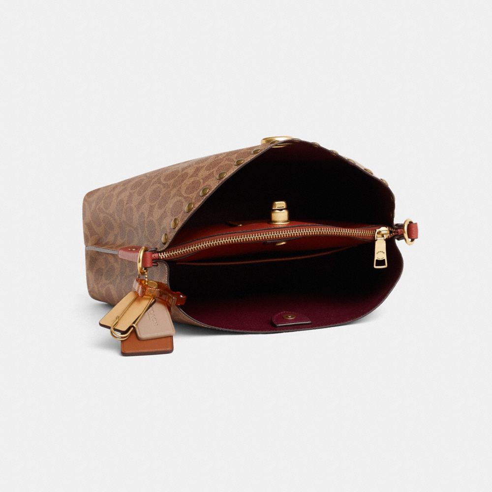 COACH®,Upcrafted Willow Shoulder Bag In Signature Canvas,,Inside View,Top View