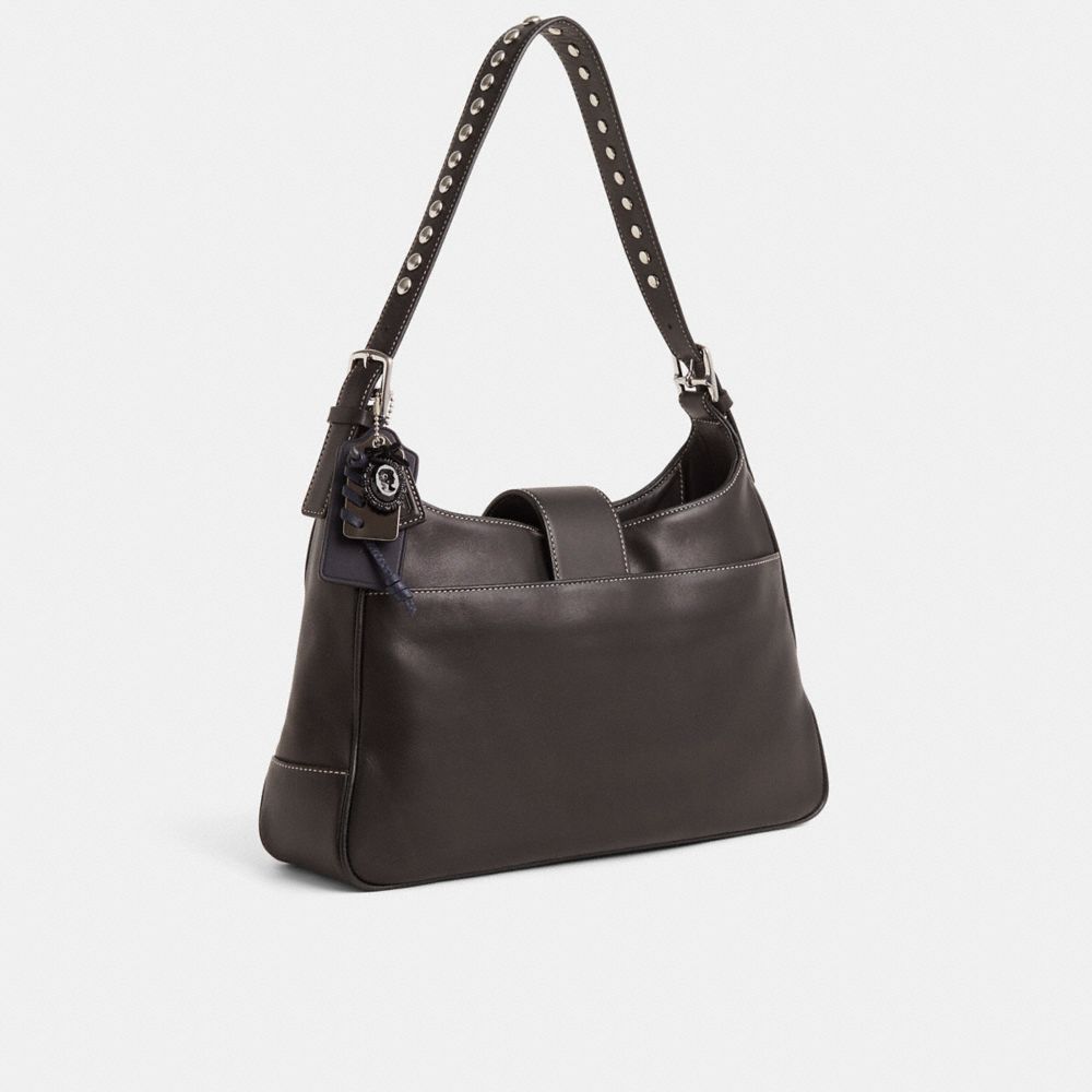 COACH®,Upcrafted Vintage Hamptons Hobo,Black,Angle View