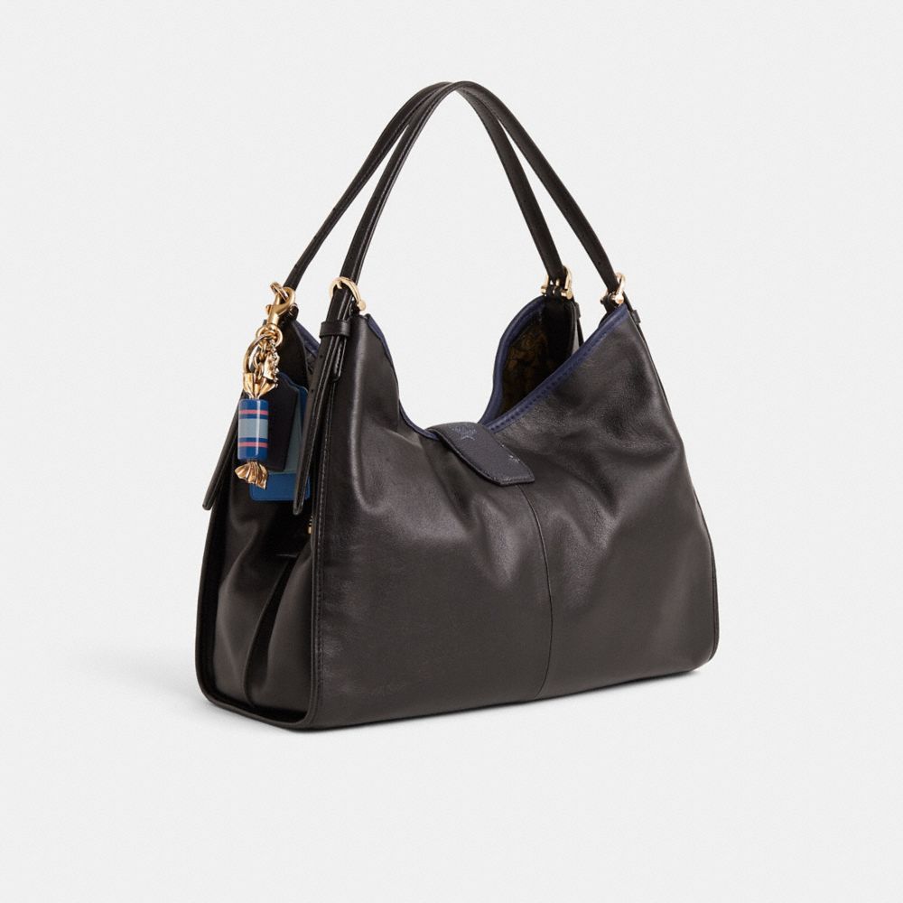 COACH®,Upcrafted Madison Carlyle Shoulder Bag,Black,Angle View