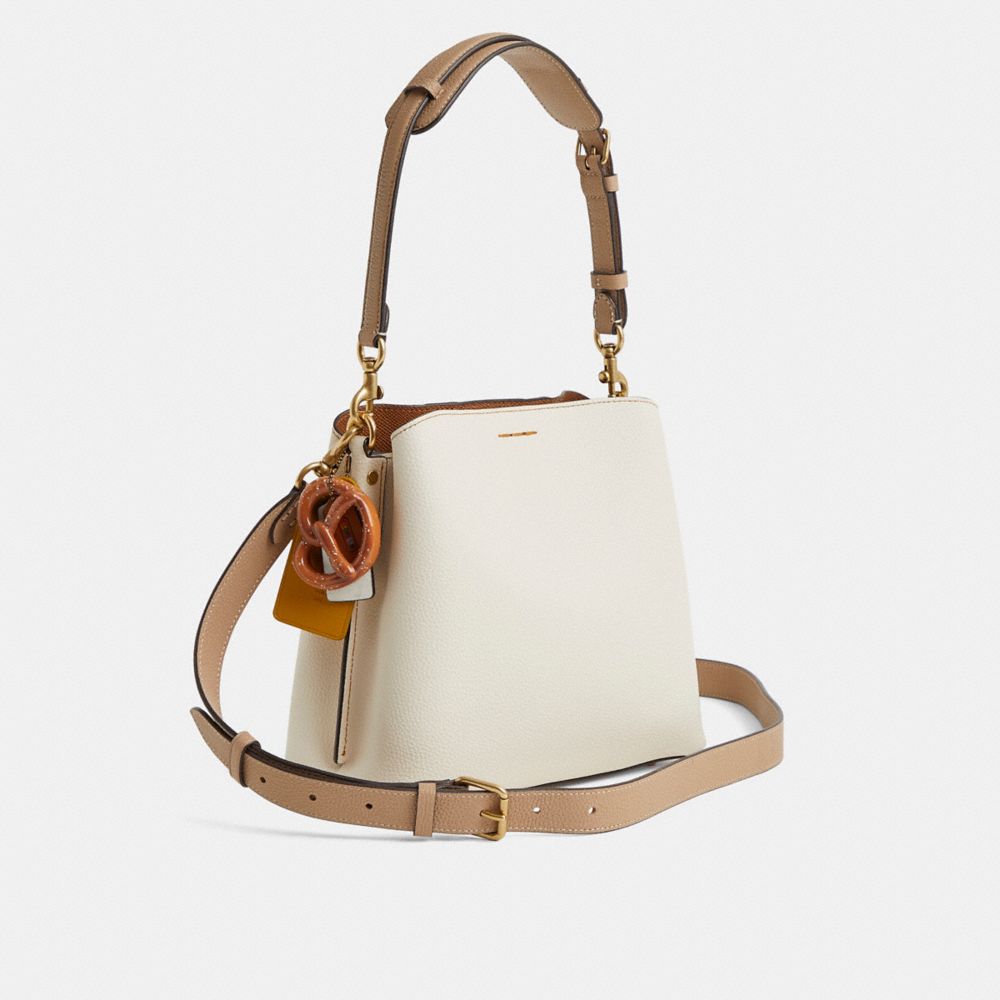 COACH®,Upcrafted Willow Bucket Bag In Colorblock,Cream,Angle View
