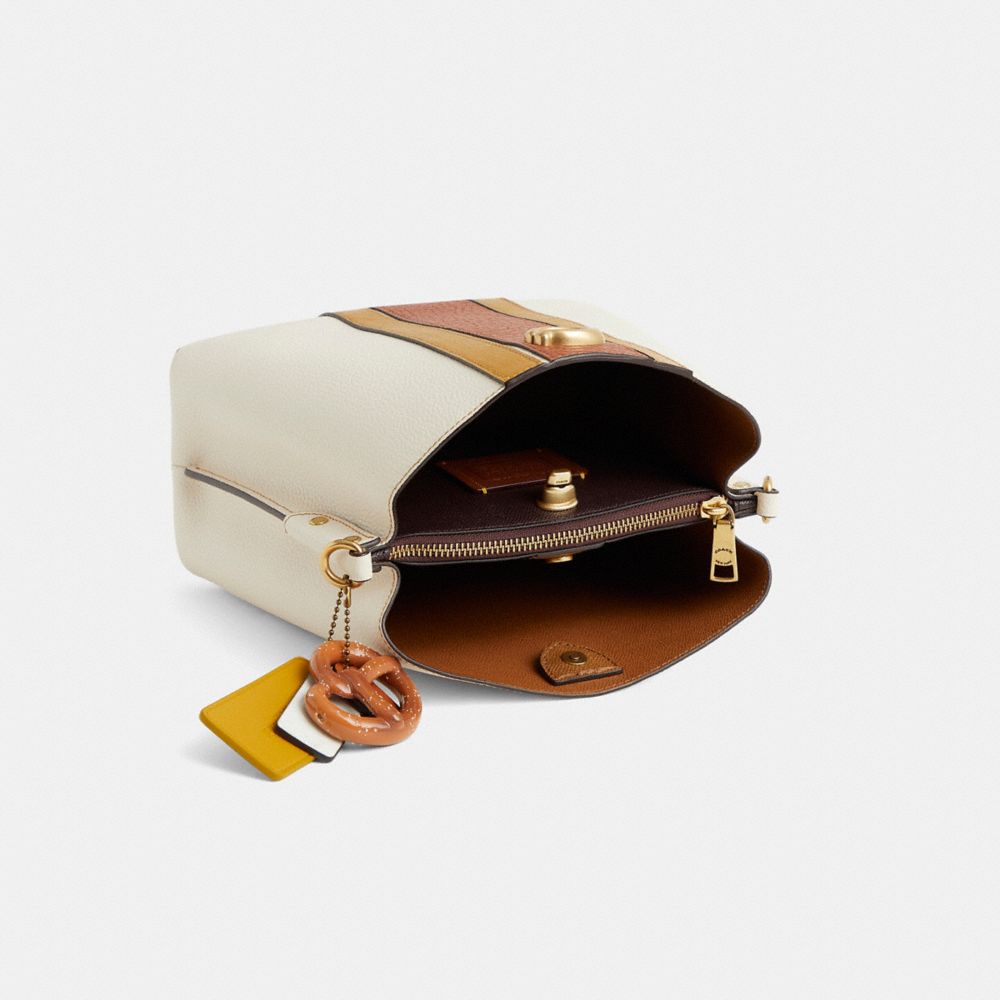 COACH®,Upcrafted Willow Bucket Bag In Colorblock,Cream,Inside View,Top View