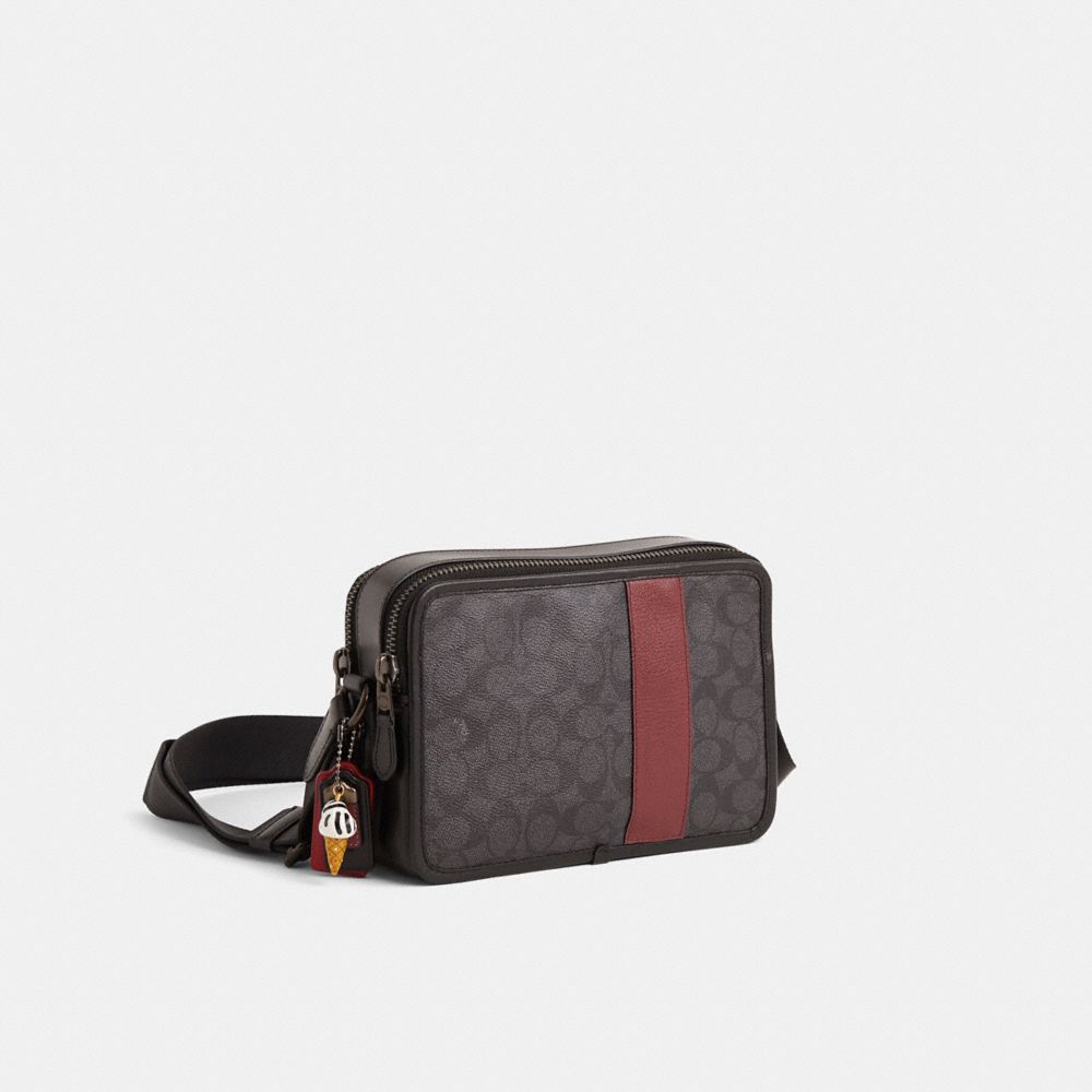 COACH®,Upcrafted Charter Crossbody Bag 24 In Signature Canvas,,Angle View