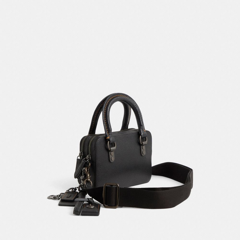 COACH®,Upcrafted Charter Crossbody Bag 19,Black,Angle View