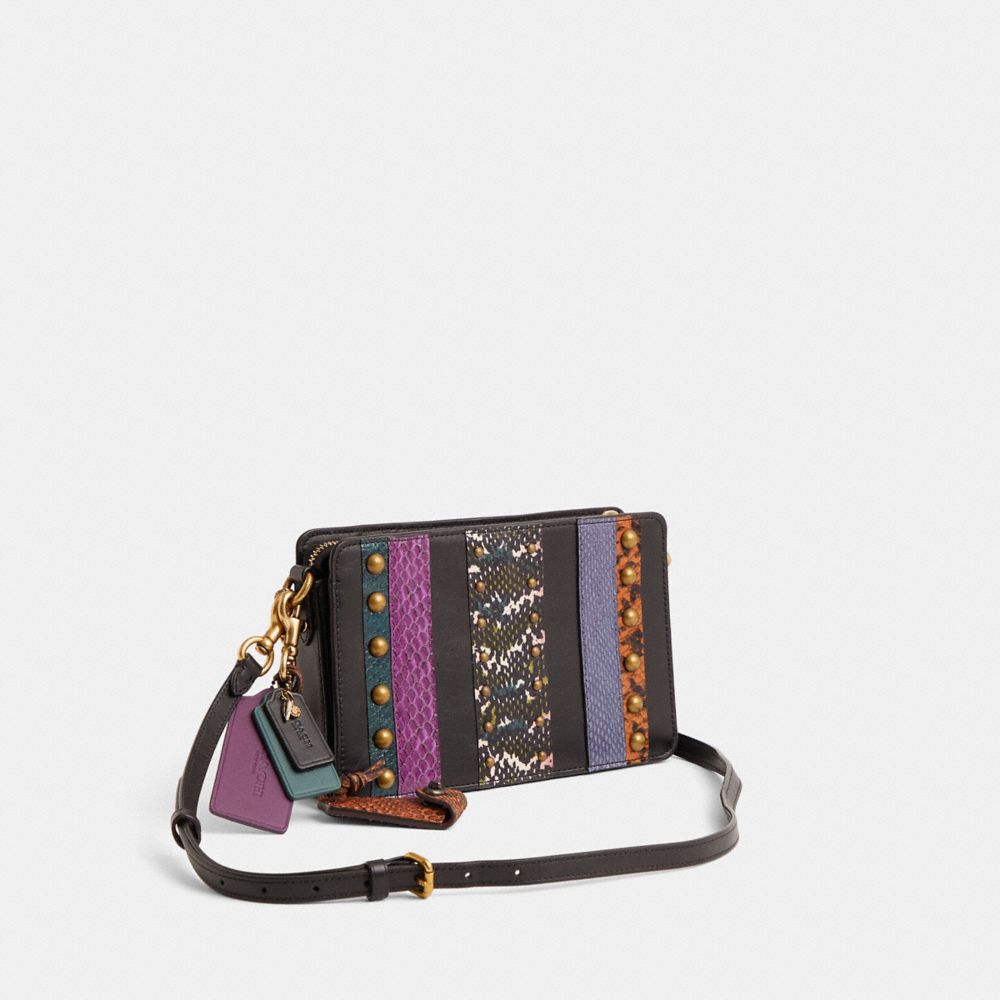 COACH®,Upcrafted Signature Chain Crossbody,Black,Angle View