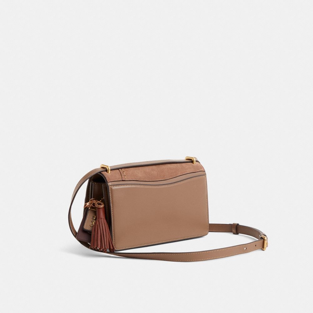 COACH®,Upcrafted Bandit Shoulder Bag,Brown,Angle View