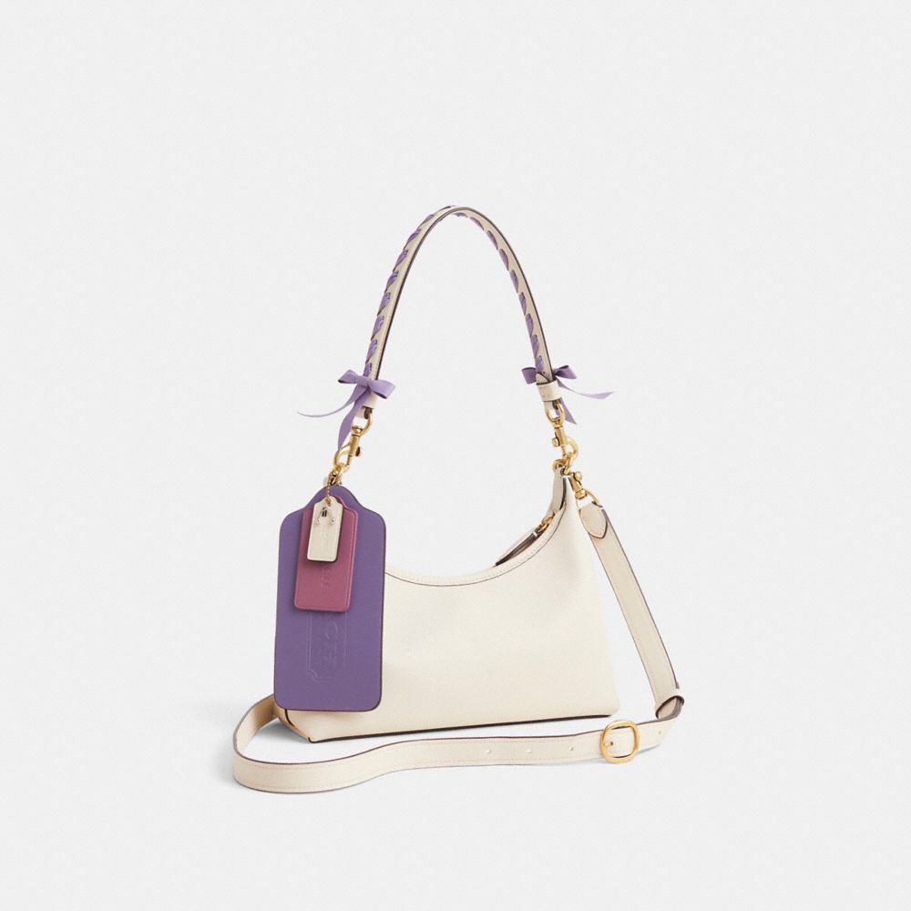 COACH®,Upcrafted Juliet Shoulder Bag 25,Cream,Angle View