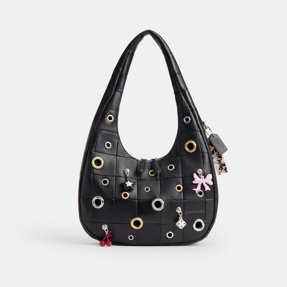 COACH®,Alter/Ego Crescent Shoulder Bag In Upcrafted Leather With Grommets,,Angle View