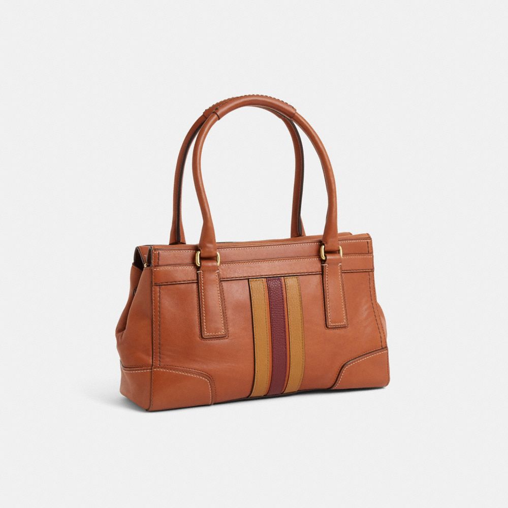 COACH®,Upcrafted Hamptons Leather Medium Carryall,Brown,Angle View