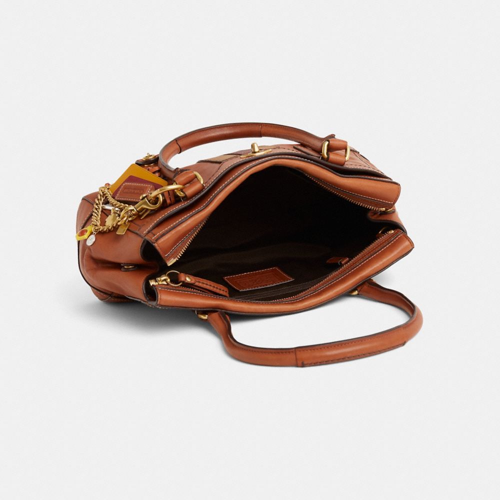 COACH®,Upcrafted Hamptons Leather Medium Carryall,Brown,Inside View,Top View