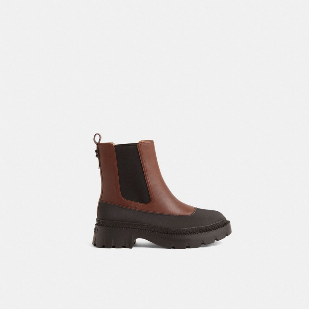 COACH®,Restored Jayla Bootie,Chelsea Boots,Ribbed,Logo,Elastic Gore,Cushioned,Casual,,Front View
