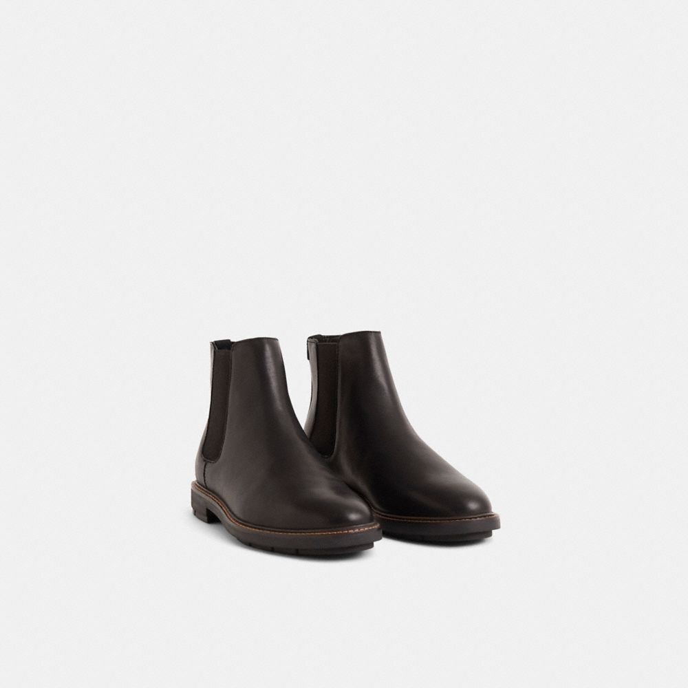 COACH®,Restored Chelsea Boot,Black,Angle View