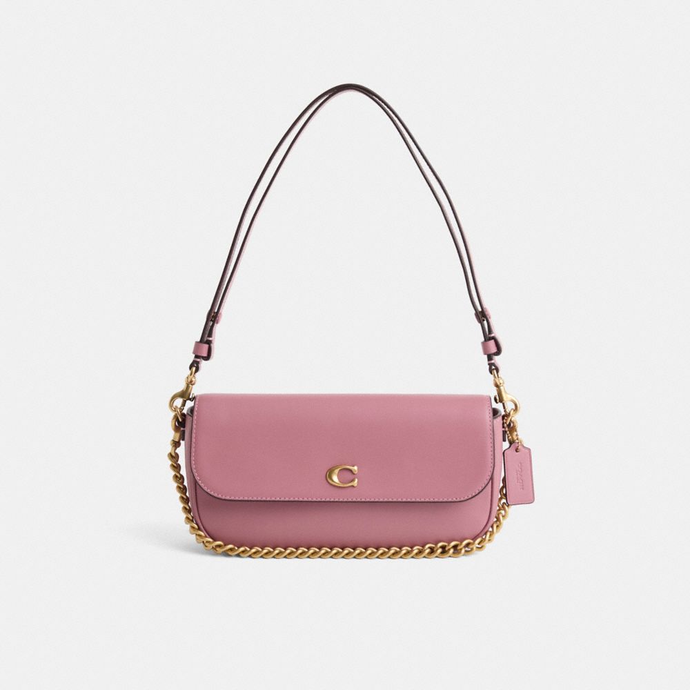 COACH®,Restored Brook Flap Chain Bag,Calfskin Leather,Leather,Shoulder Bag,Metal Material,Pendant,Metal,Sustainable,Adjust...,Blush,Front View