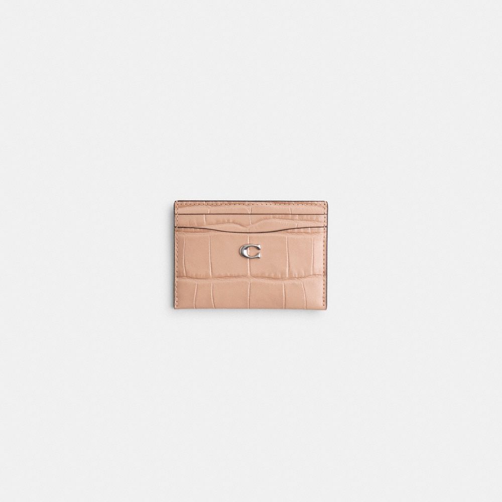 COACH®,Restored Essential Card Case,Beige,Front View