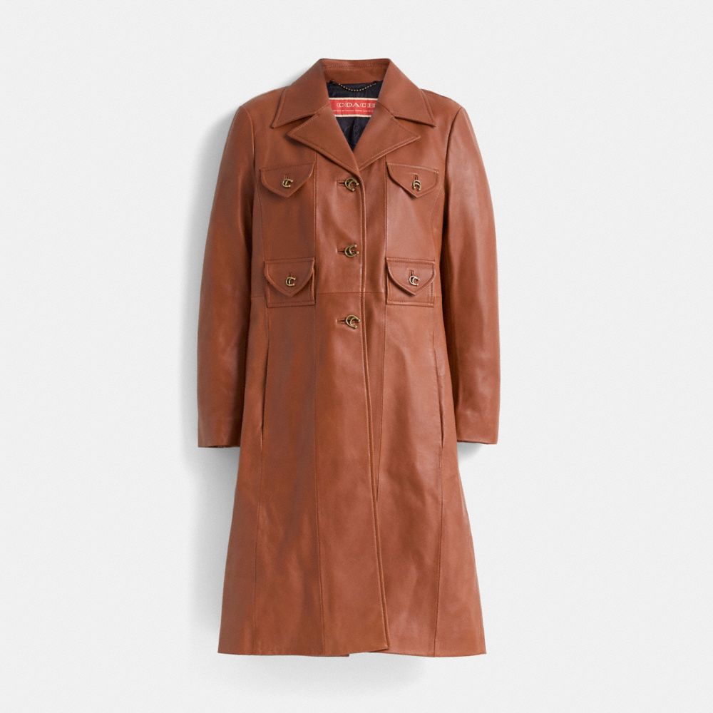 COACH®,Restored Leather Coat,,Front View