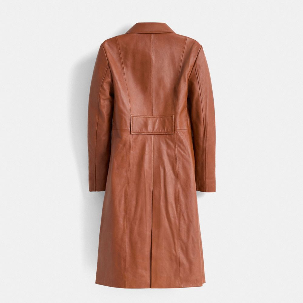 COACH®,Restored Leather Coat,,Back View