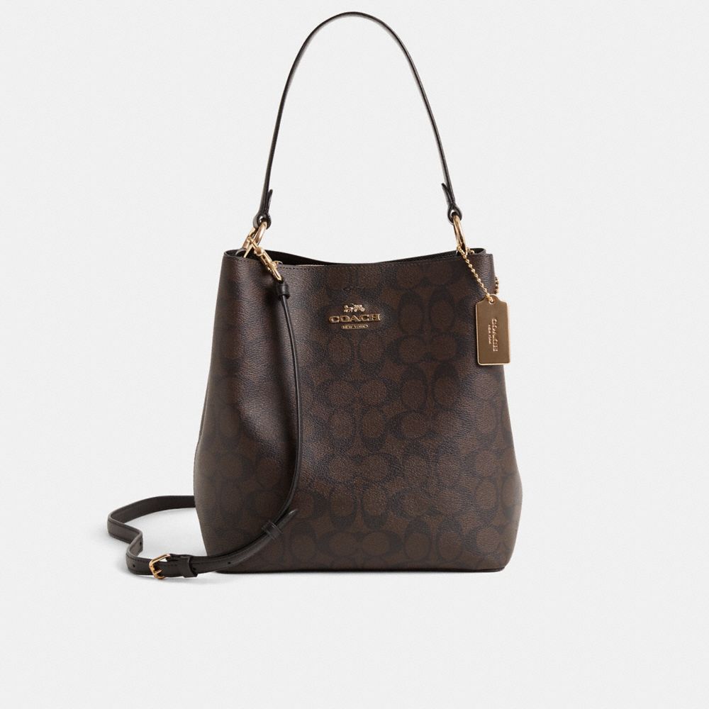 COACH®,Restored Town Bucket Bag In Signature Canvas,,Front View