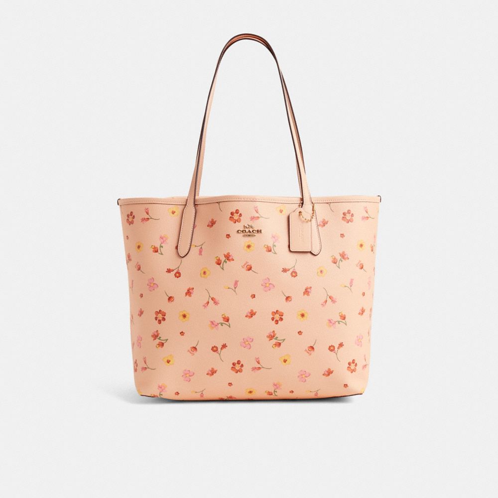 COACH®,Restored City Tote Bag With Mystical Floral Print,,Front View