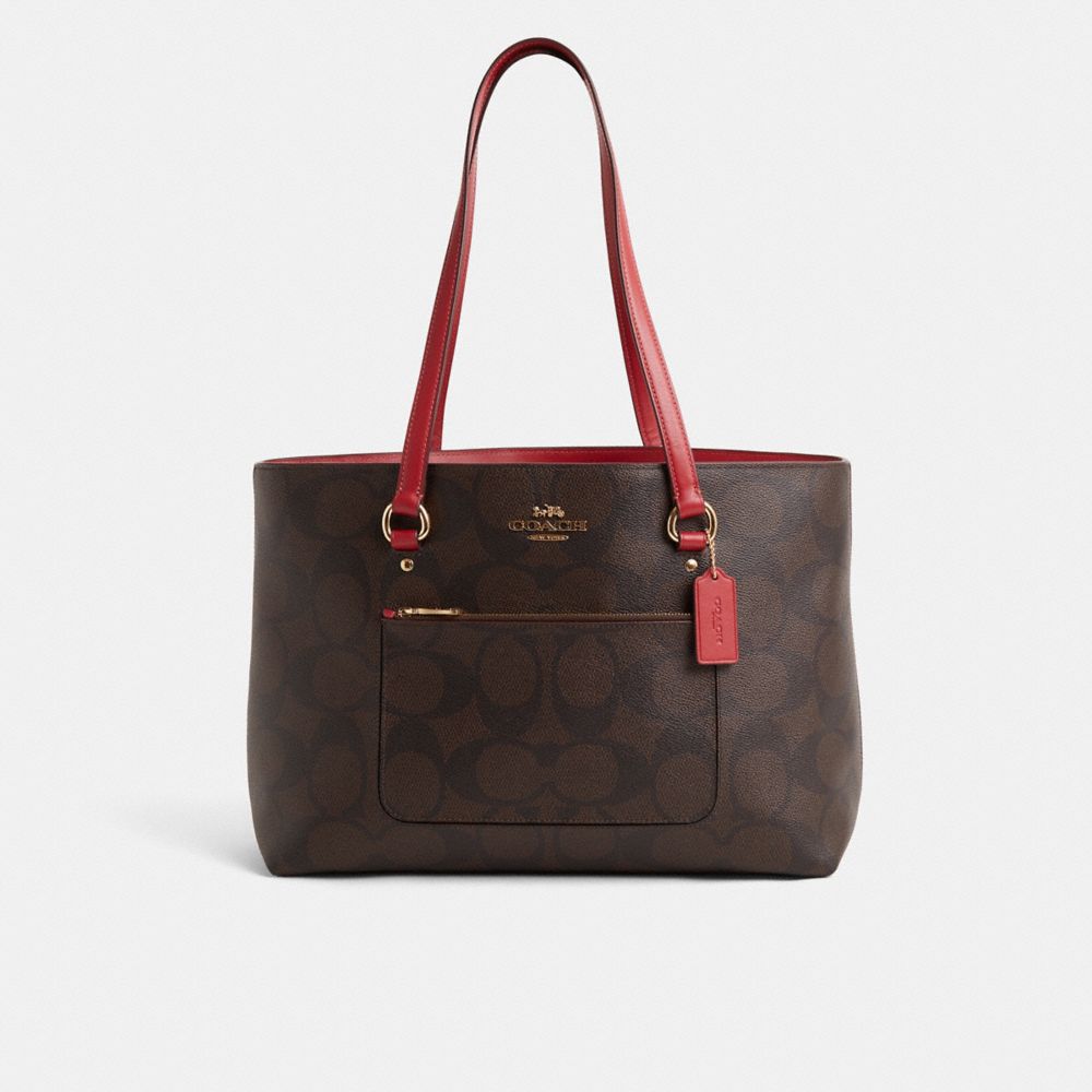 COACH®,Restored Station Tote Bag In Maxi Signature Canvas,,Front View