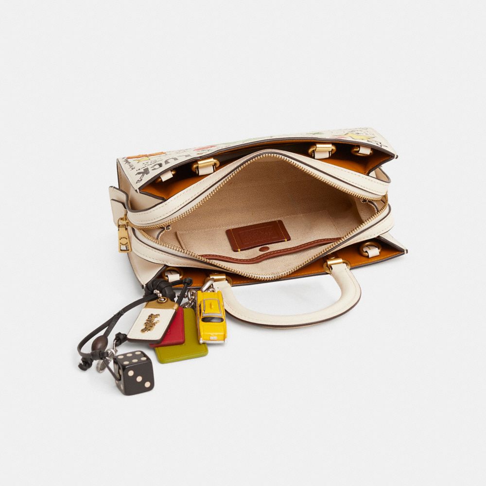 COACH®,Upcrafted Rogue Bag 26 With Sketch Print,White,Inside View,Top View