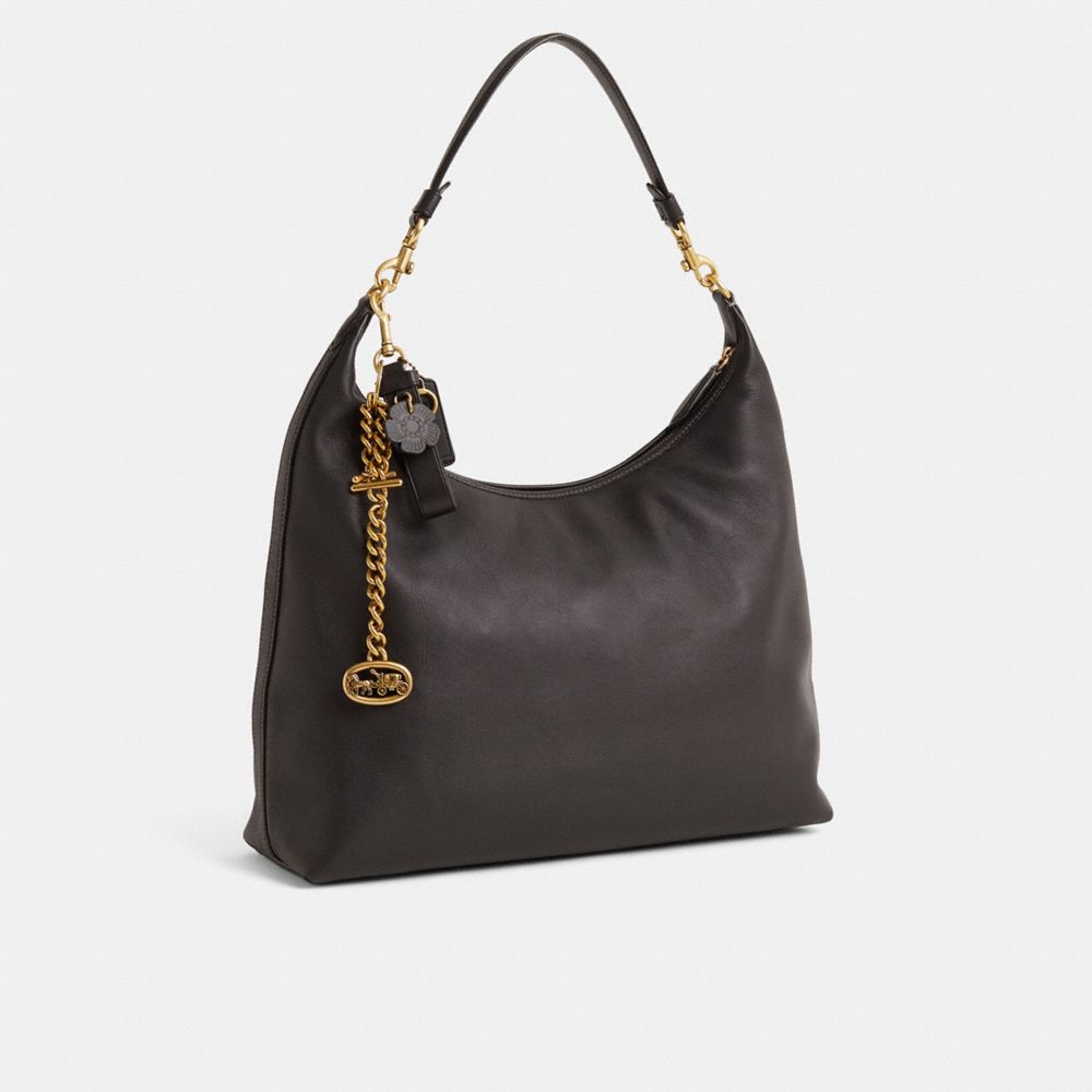 COACH®,Upcrafted Juliet Shoulder Bag 38,Black,Angle View