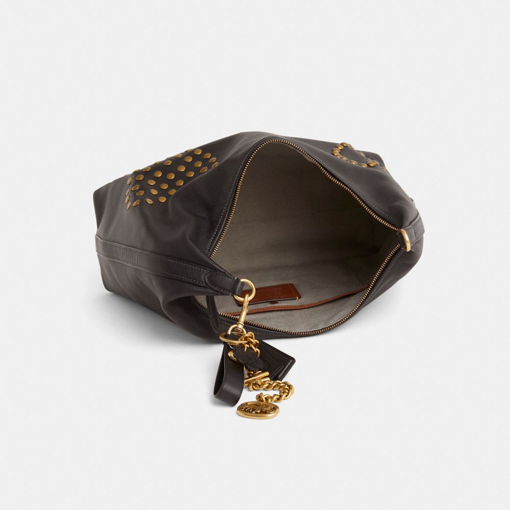 COACH®,Upcrafted Juliet Shoulder Bag 38,Black,Inside View,Top View