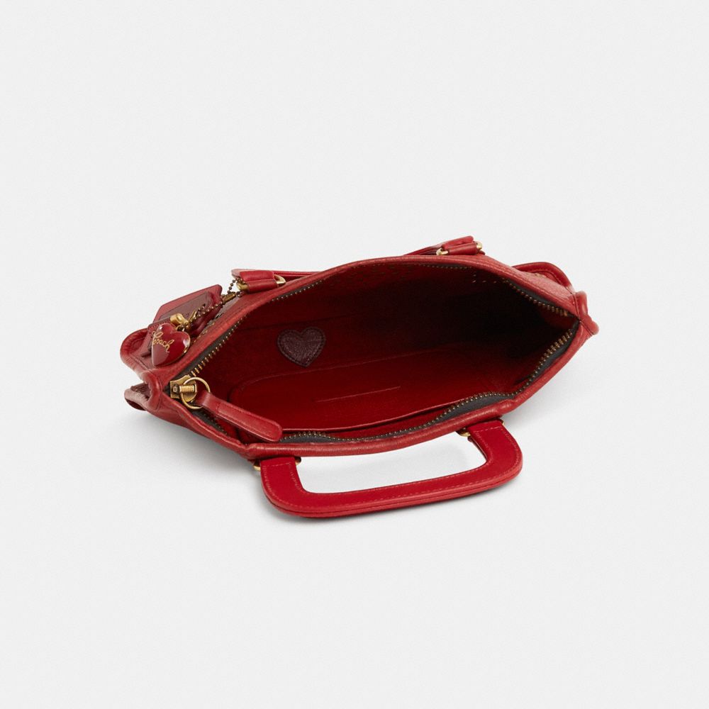 COACH®,Upcrafted Vintage Compact Slim Satchel,Red,Inside View,Top View