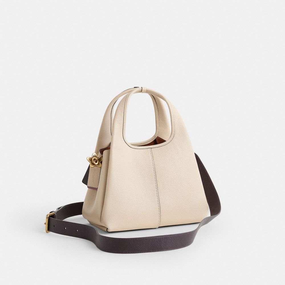 COACH®,Upcrafted Lana Shoulder Bag 23,Cream,Angle View