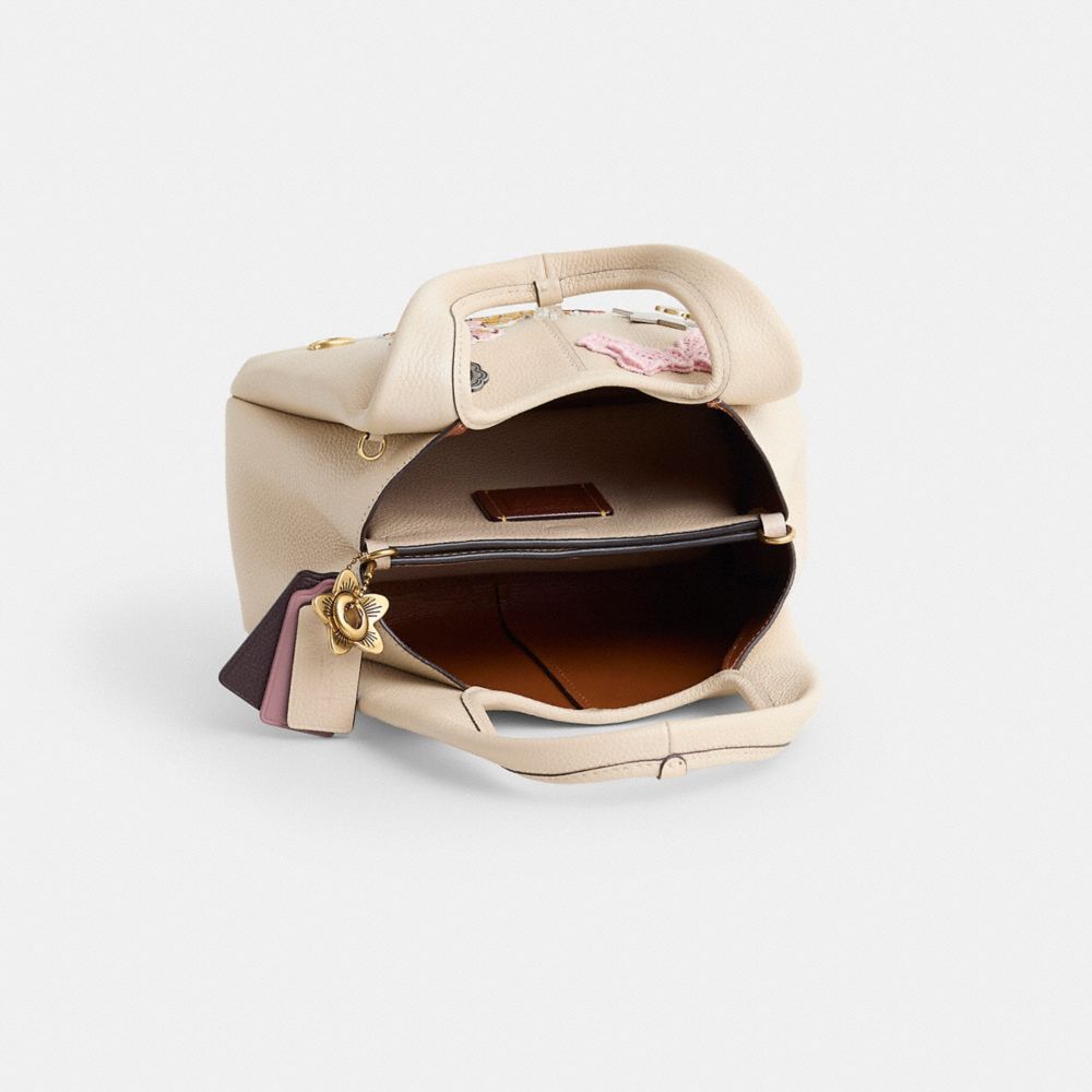 COACH®,Upcrafted Lana Shoulder Bag 23,Cream,Inside View,Top View