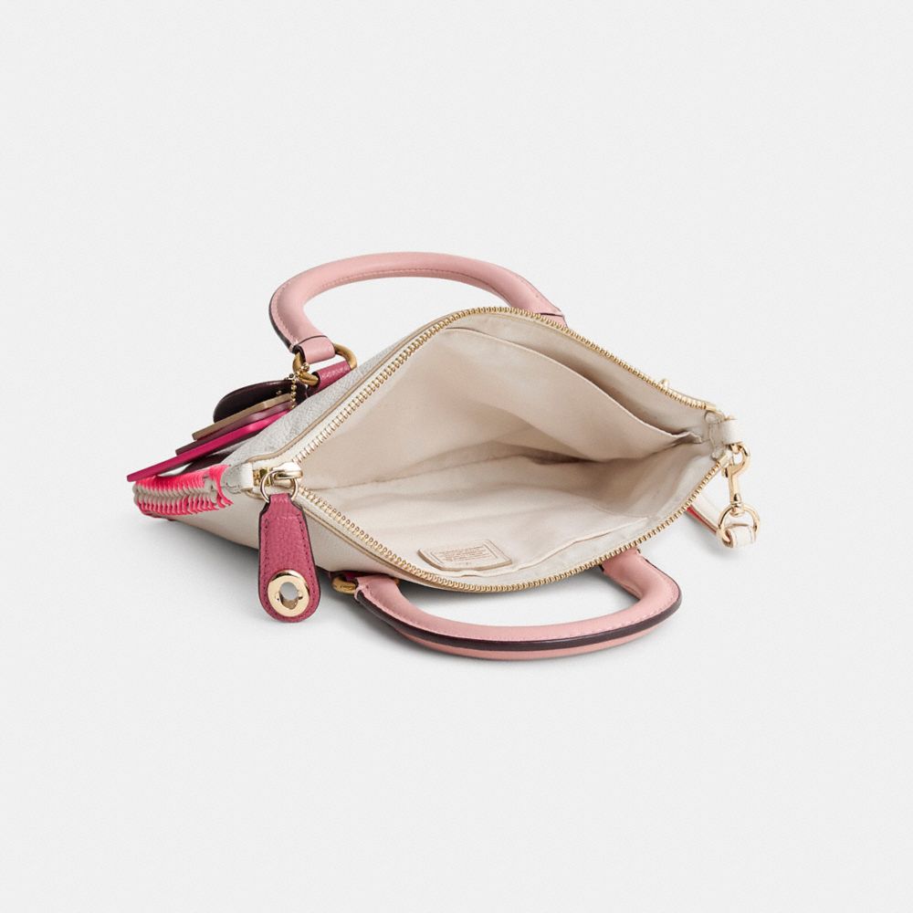 COACH®,Upcrafted Whip Lash Turnlock Wristlet Bag 26,Cream,Inside View,Top View