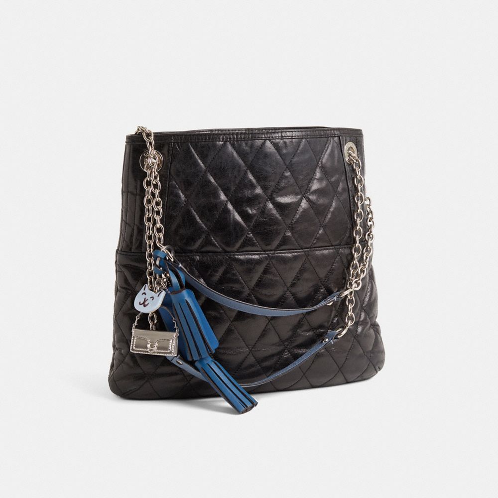 COACH®,Upcrafted Poppy Slim Tote,Black,Angle View