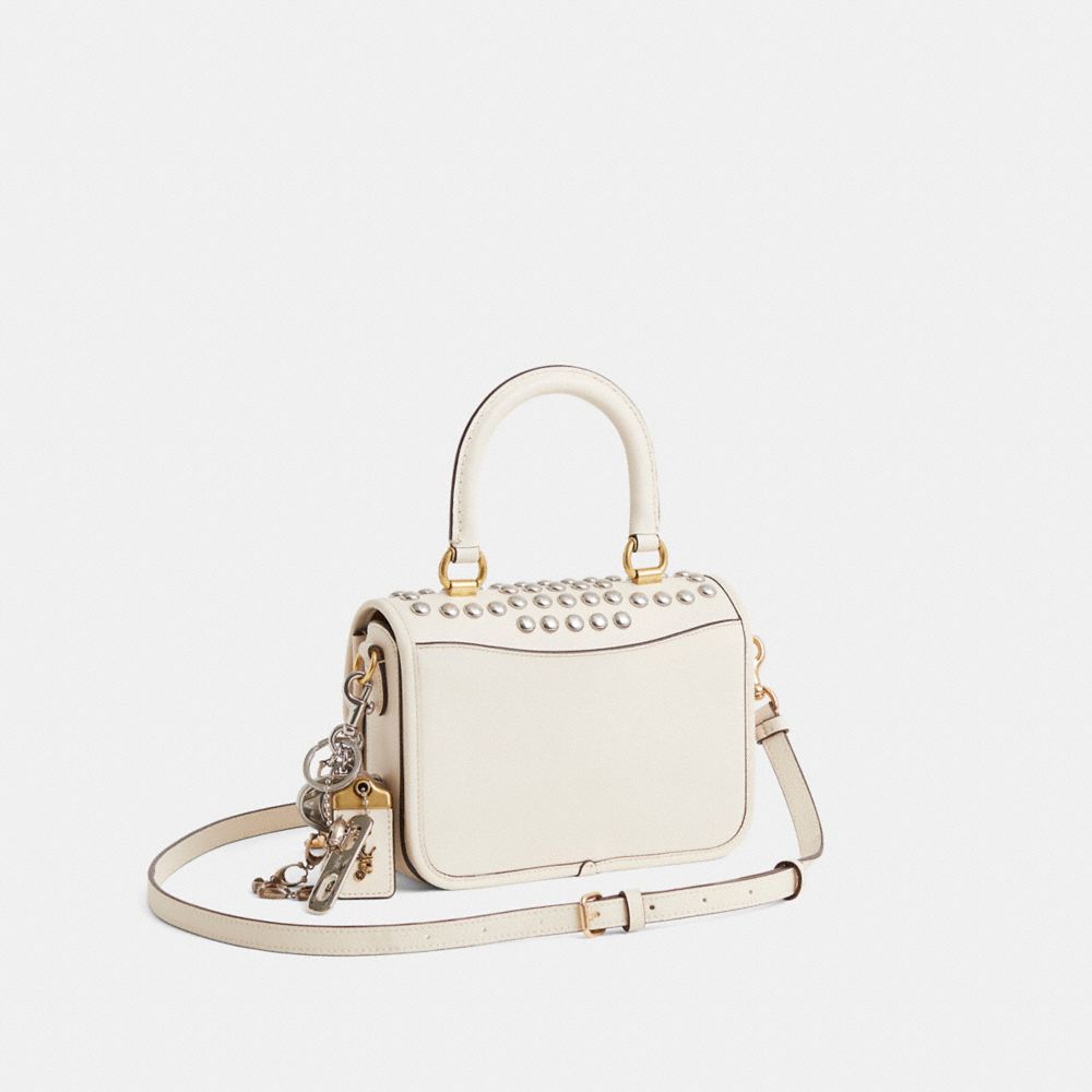 COACH®,Upcrafted Rogue Top Handle Bag,Cream,Angle View