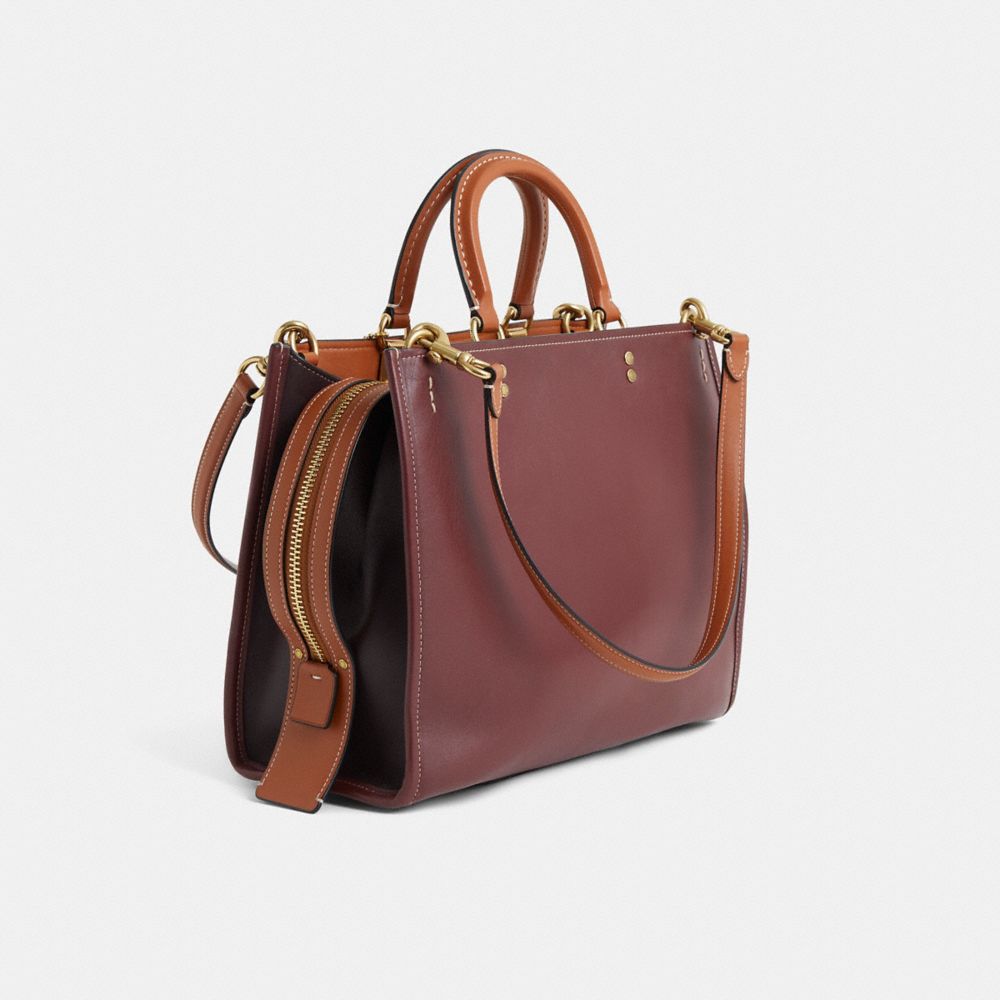 COACH®,Upcrafted Rogue Bag In Colorblock,Maroon,Angle View