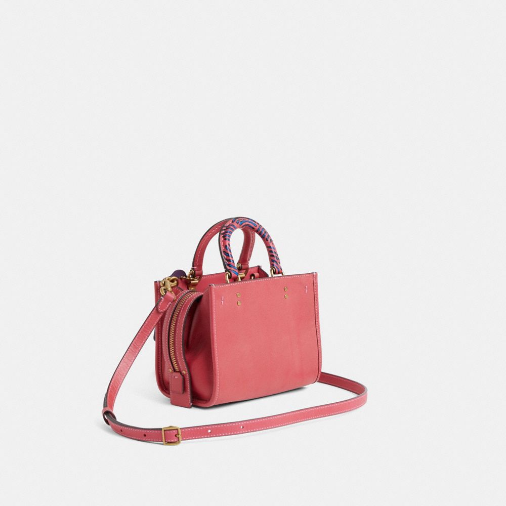 COACH®,Upcrafted Rogue 17 In Original Natural Leather,Pink,Angle View
