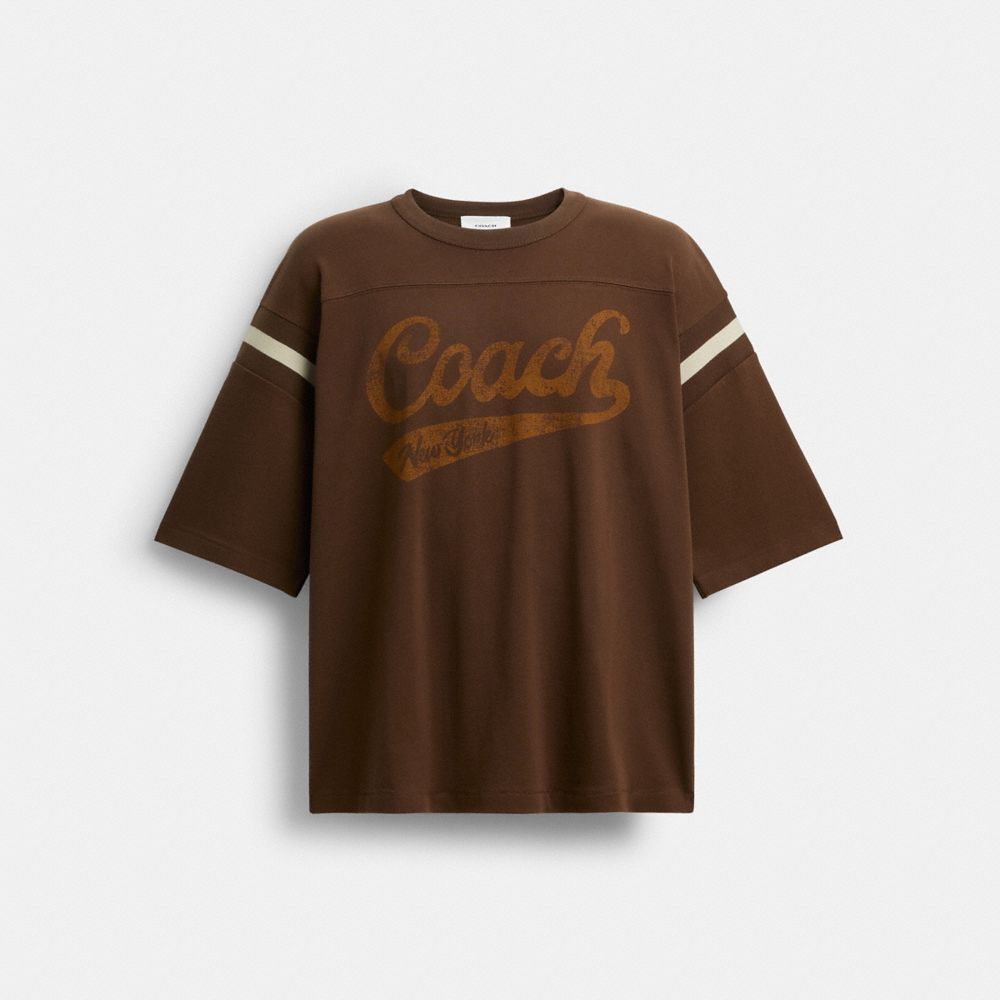 COACH®,T-shirt Col Rond Sportif Script En Coton Biologique,,Front View