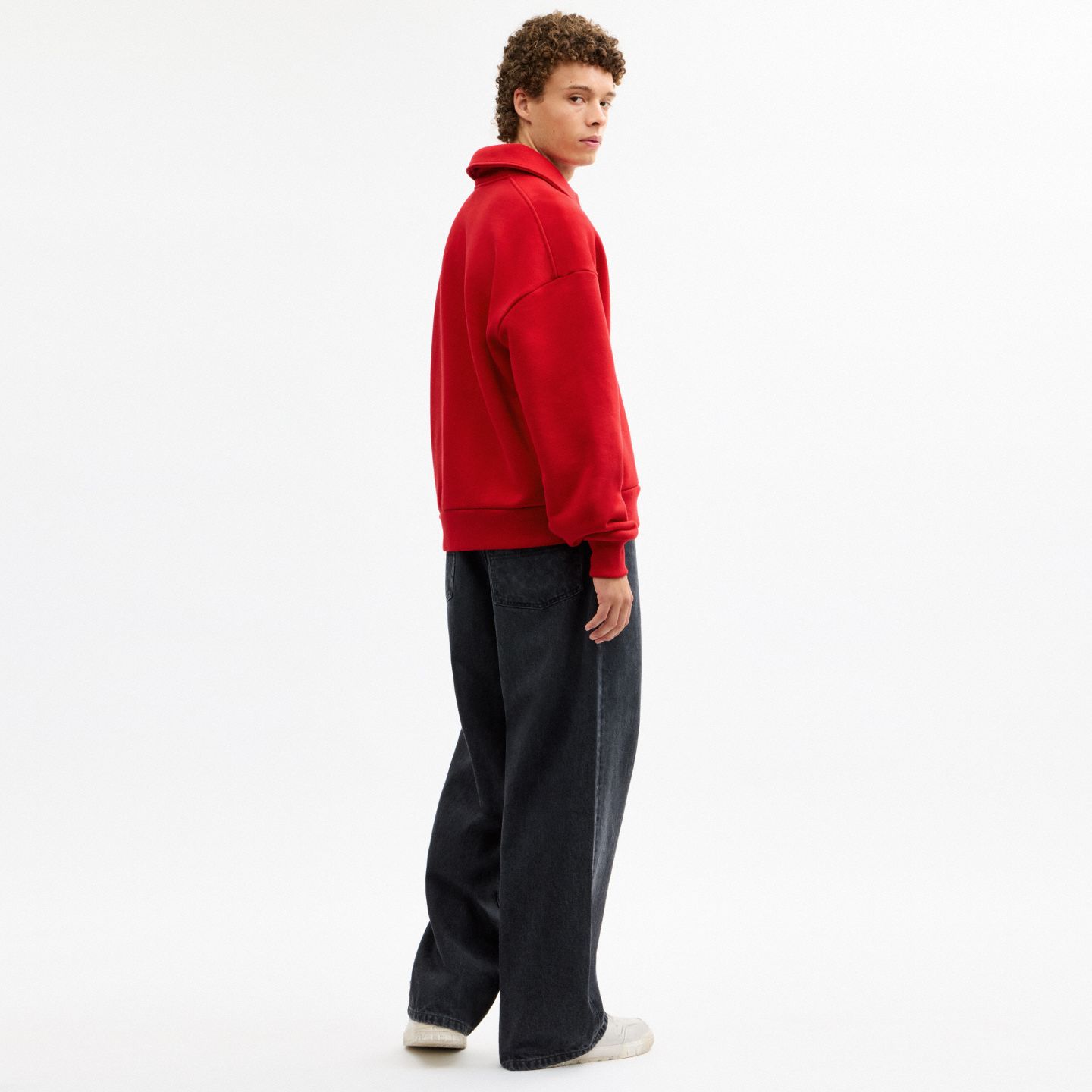 Мужская толстовка Coach Sporty Script Long Sleeve Relaxed Polo Sweatshirt, цвет: Красный — фото 3
