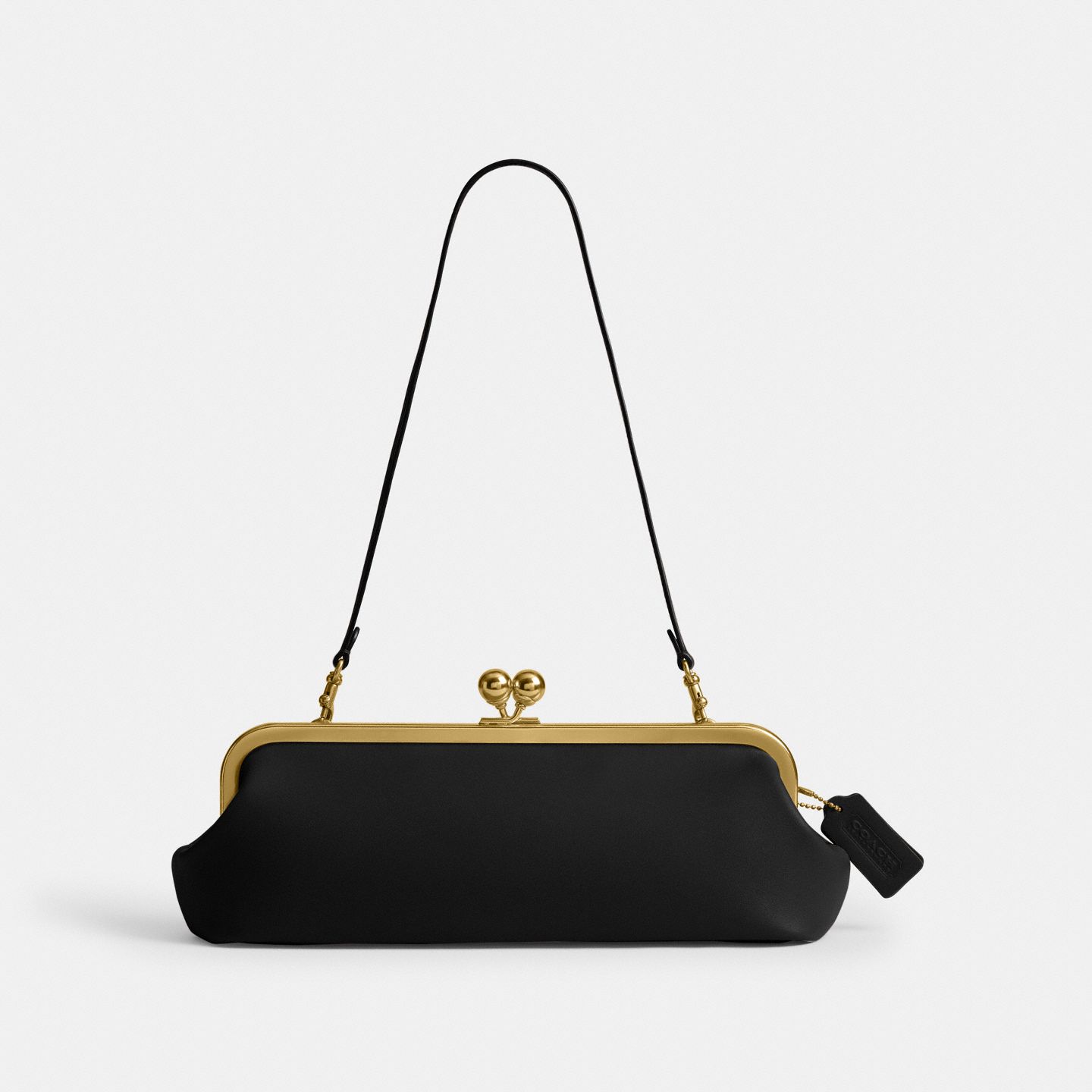 Женская сумка Coach Kisslock Frame Bag 30, цвет: Латунный / Чёрный — фото 1