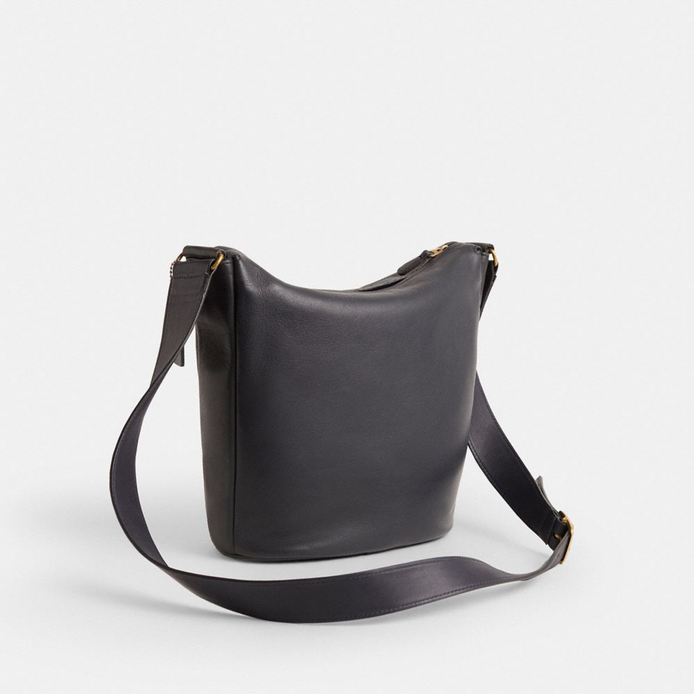 COACH®,Vintage Boulevard Bag,Leather,Crossbody,Pendant,Lined,Adjustable,Gold Metal,Casual,Black,Angle View