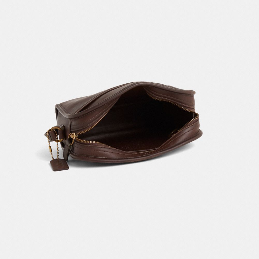 COACH®,Vintage Metropolis Zip Bag,Leather,Crossbody,Metal Material,Pendant,Lined,Adjustable,Gold Metal,Casual,Brown,Inside View,Top View