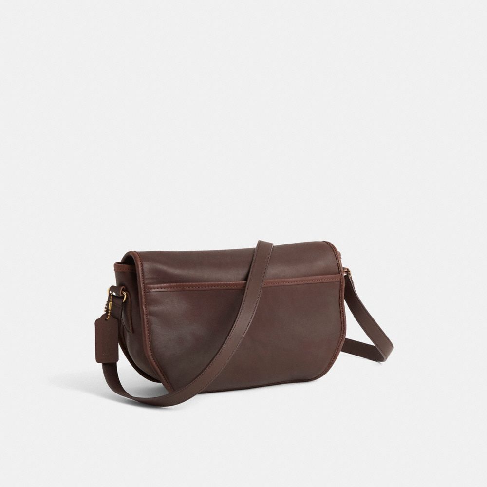COACH®,Vintage Vista Bag,Leather,Crossbody,Metal Material,Pendant,Lined,Sustainable,Adjustable,Gold Metal,Casual,Brown,Angle View