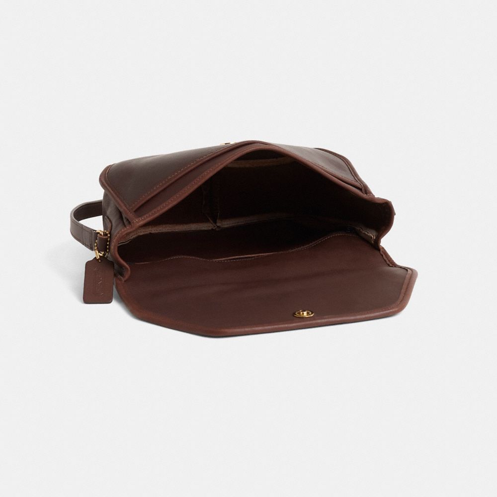 COACH®,Vintage Vista Bag,Leather,Crossbody,Metal Material,Pendant,Lined,Sustainable,Adjustable,Gold Metal,Casual,Brown,Inside View,Top View