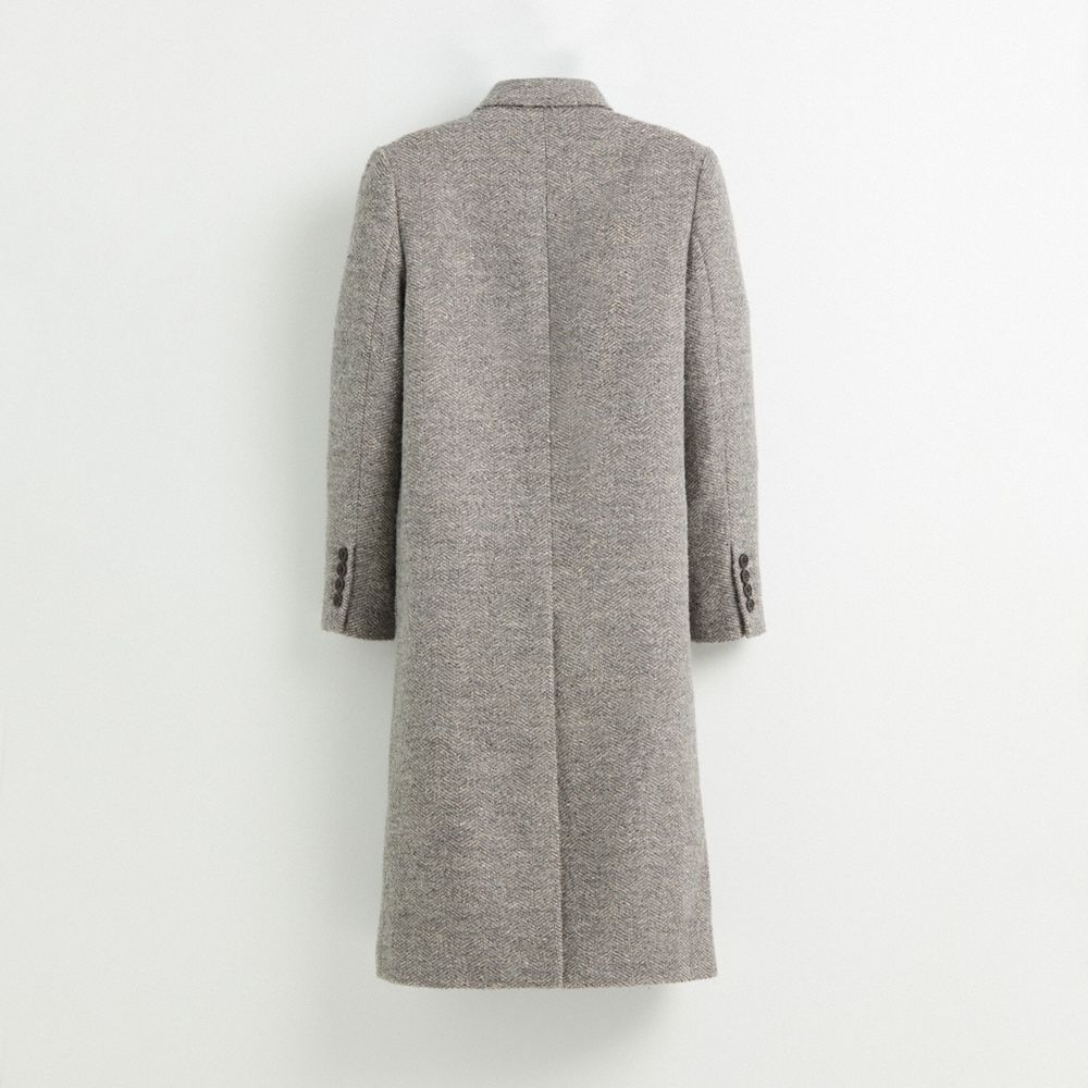 COACH®,Restored Herringbone Oversized Coat,Acrylic,Wool,Alpaca,Polyester,Top Coat,Eco-Friendly,Work,Gray,Back View