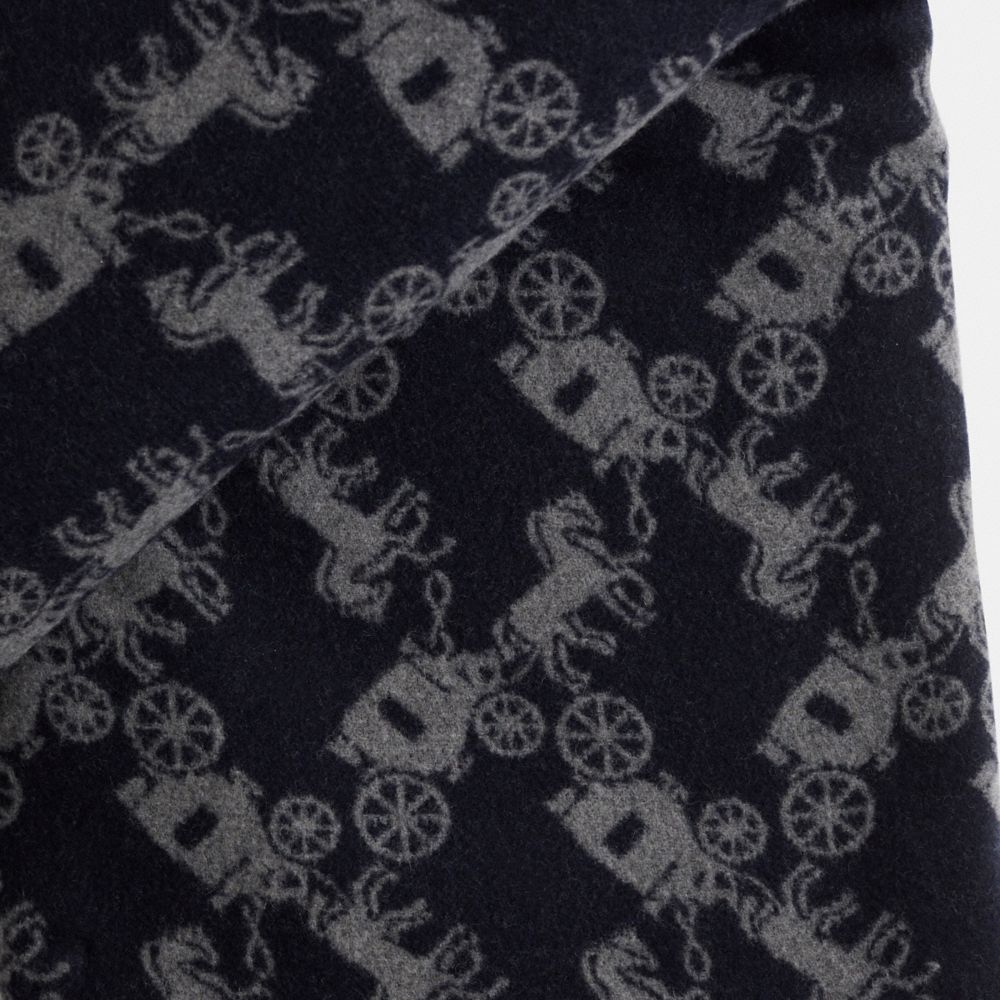 COACH®,Restored Horse And Carriage Print Blanket Scarf,Polyamide,Wool,Blanket Scarf,Applique,Logo,Eco-Friendly,Casual,Black,Closer View
