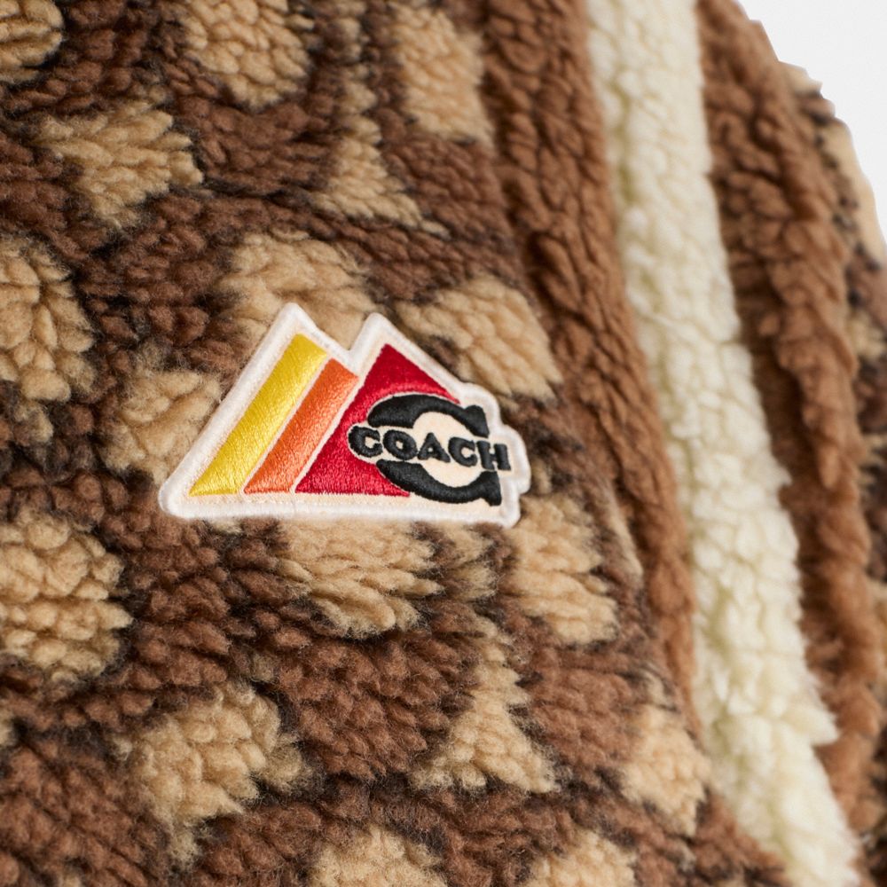 COACH®,Restored Signature Sherpa Crewneck,Acrylic,Wool,Polyamide,Polyester,Sweatshirt,Logo,Stripe,Applique,Sustainable,Ins...,Multi Color,Scale View