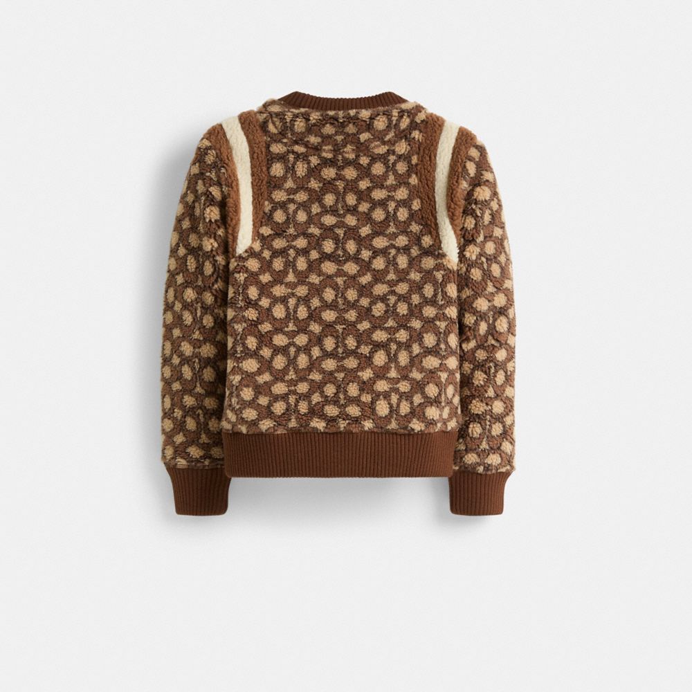 COACH®,Restored Signature Sherpa Crewneck,Acrylic,Wool,Polyamide,Polyester,Sweatshirt,Logo,Stripe,Applique,Sustainable,Ins...,Multi Color,Back View