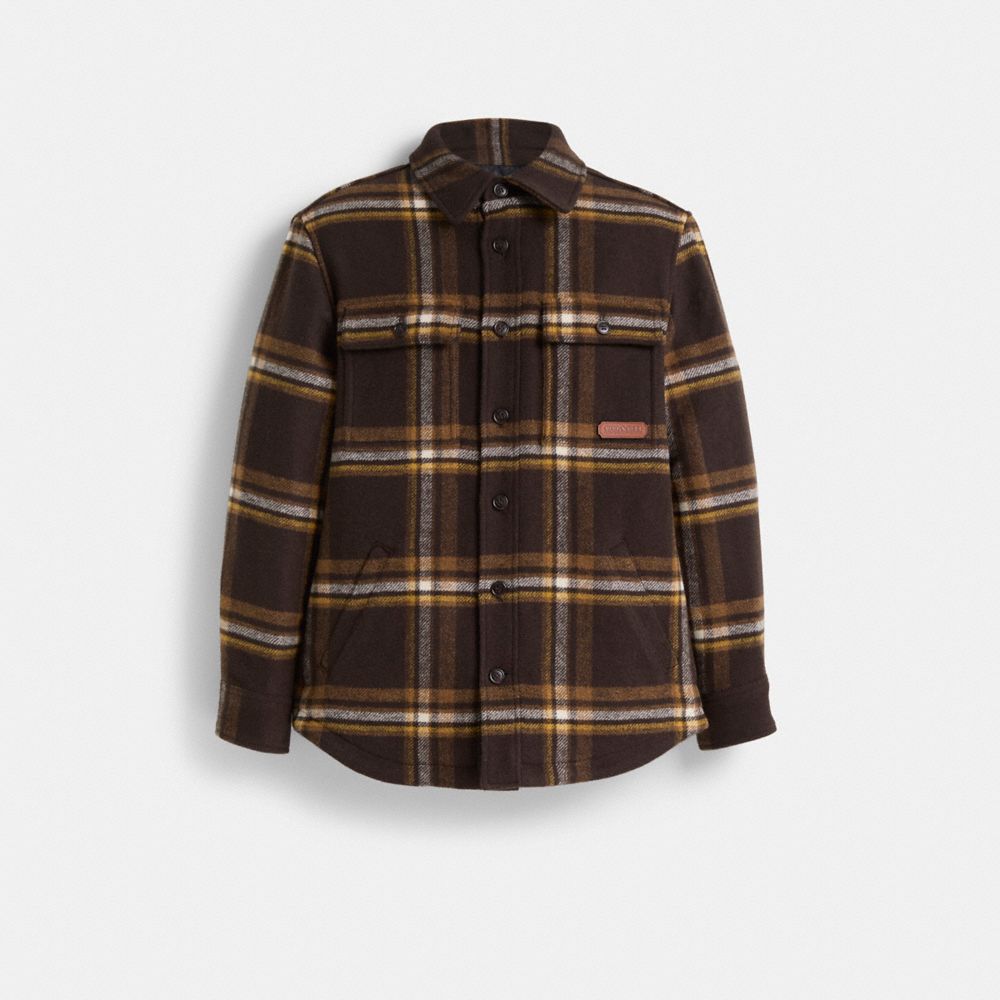 COACH®,Restored Tweed Jacket,Viscose,Polyester,Polyamide,Acrylic,Shirt Jacket,Applique,Eco-Friendly,Casual,Multi Color,Front View